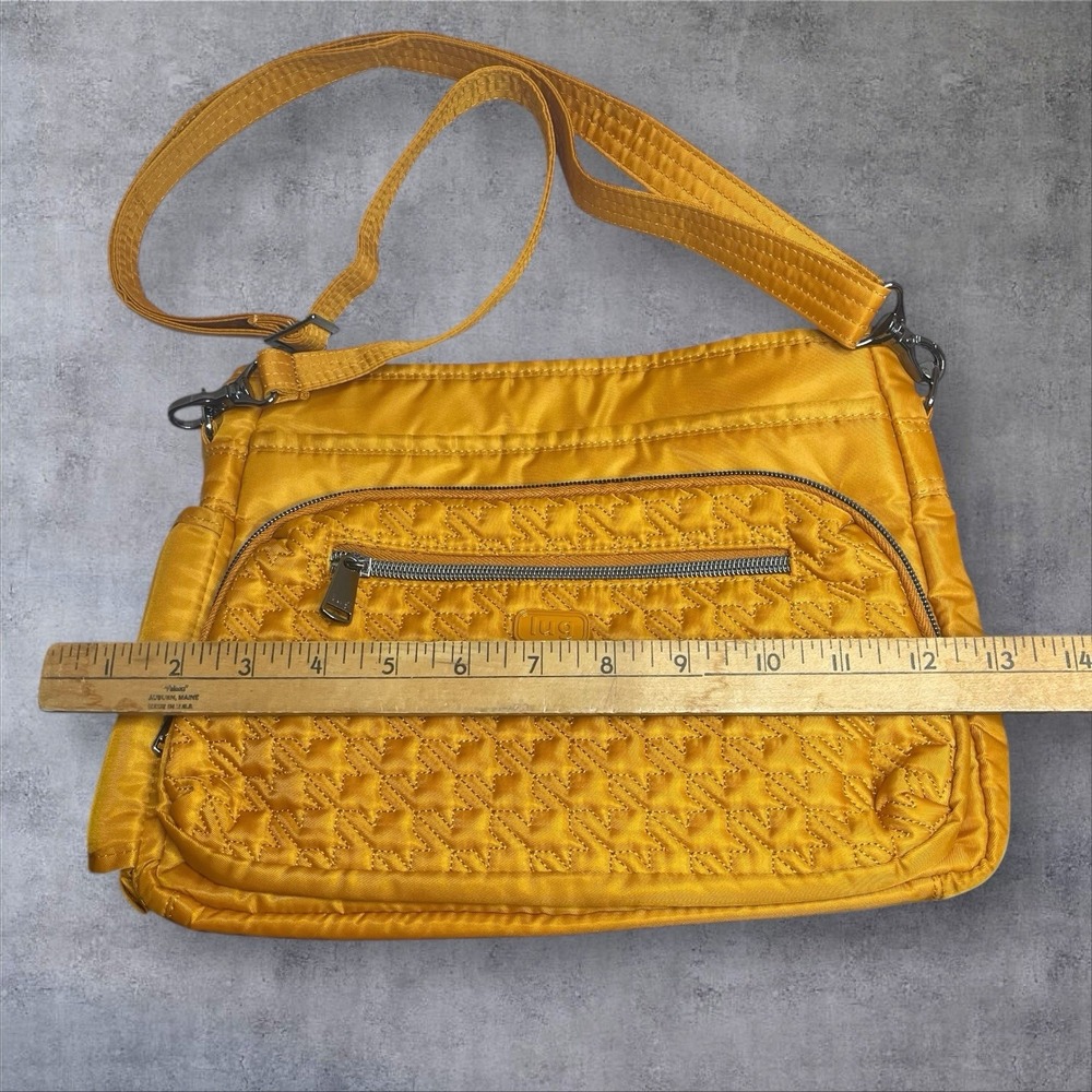 Lug Shimmy SE Crossbody Shoulder Bag Drink Pocket Gold Amber Yellow Quilted - Picture 13 of 14